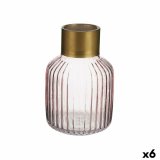 Vase Gift Decor V1218IP-C V1218IP-C Pink Gylden Glas Striber 12 x 18 x 12 cm (6 enheder) #1