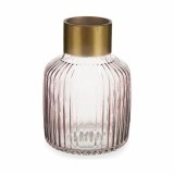 Vase Gift Decor V1522IP-C V1522IP-C Pink Gylden Glas Striber 14,5 x 22 x 14,5 cm (6 enheder) #2