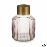 Vase Gift Decor V1522IP-C V1522IP-C Pink Gylden Glas Striber 14,5 x 22 x 14,5 cm (6 enheder) #1