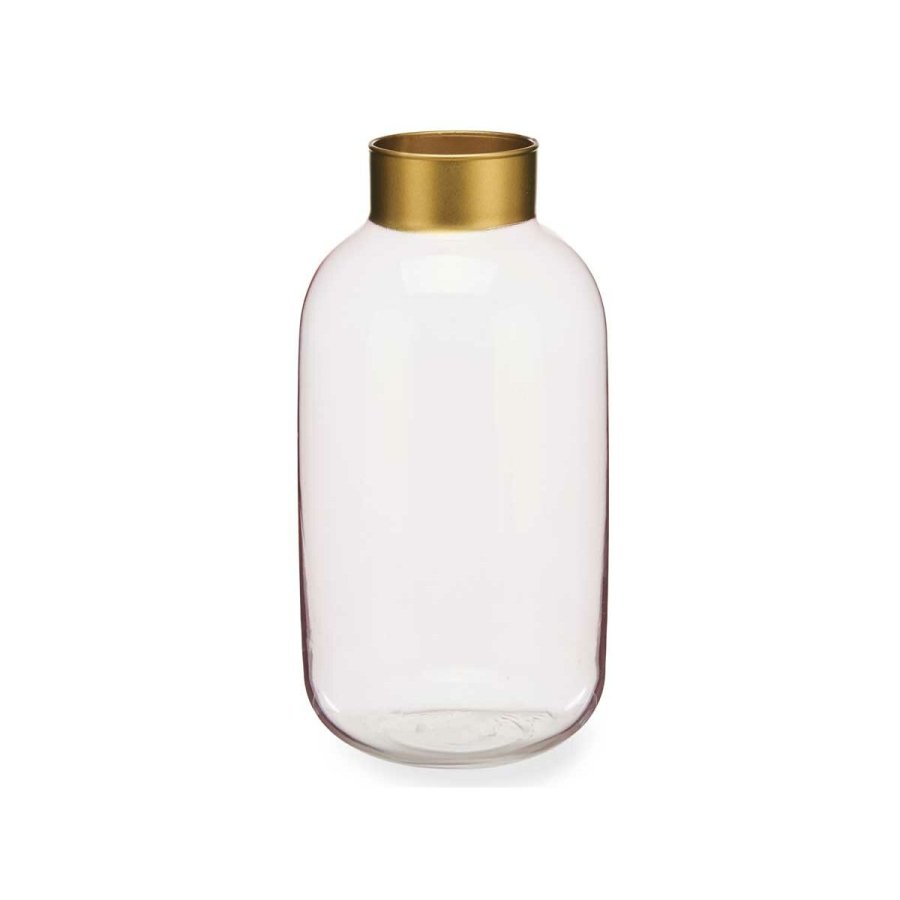 Vase Gift Decor V1530IP-C V1530IP-C Pink Gylden Glas 14,5 x 29,5 x 14,5 cm (6 enheder) #2
