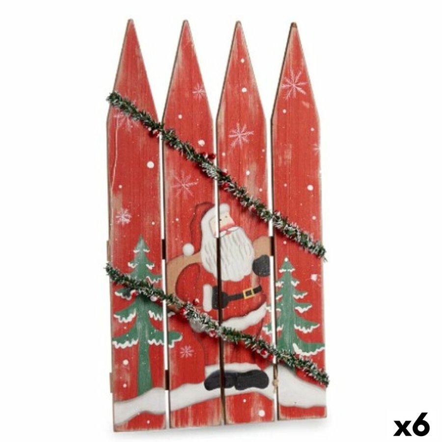 Hngende dekoration Skilt Julemanden LED Lys Rd Plastik Tr MDF 34,7 x 4 x 60 cm (6 enheder) #1