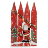Hngende dekoration Skilt Julemanden LED Lys Rd Plastik Tr MDF 34,7 x 4 x 60 cm (6 enheder) #9