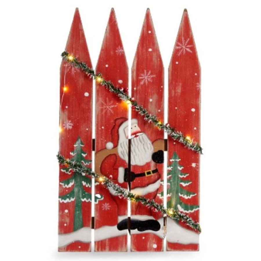 Hngende dekoration Skilt Julemanden LED Lys Rd Plastik Tr MDF 34,7 x 4 x 60 cm (6 enheder) #9