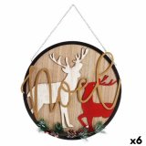 Hngende dekoration Skilt Julerensdyr Natur Tr MDF 29 x 1 x 29 cm (6 enheder) #1