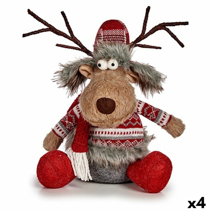 Dekorativ figur Krist+ FG31-9590A Hvid Brun Rd Gr Hjort 17 x 30 x 27 cm (4 enheder) #1