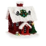 Dekorativ figur Hus Lametta Hvid Rd polypropylen PET 19 x 24,5 x 19 cm (12 enheder) #5
