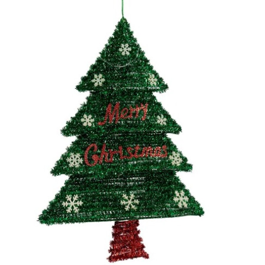 Julepynt Halskde Juletr Lametta LED Lys Rd Grn polypropylen PET 44 x 58,8 x 7 cm (12 enheder) #5