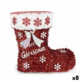 Dekorativ figur Stvle Lametta Hvid Rd polypropylen PET 26 x 27 x 14 cm (8 enheder) #1
