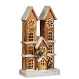 Dekorativ figur Lys Hus Hvid Brun Tr 25 x 46 x 9 cm (6 enheder) #5