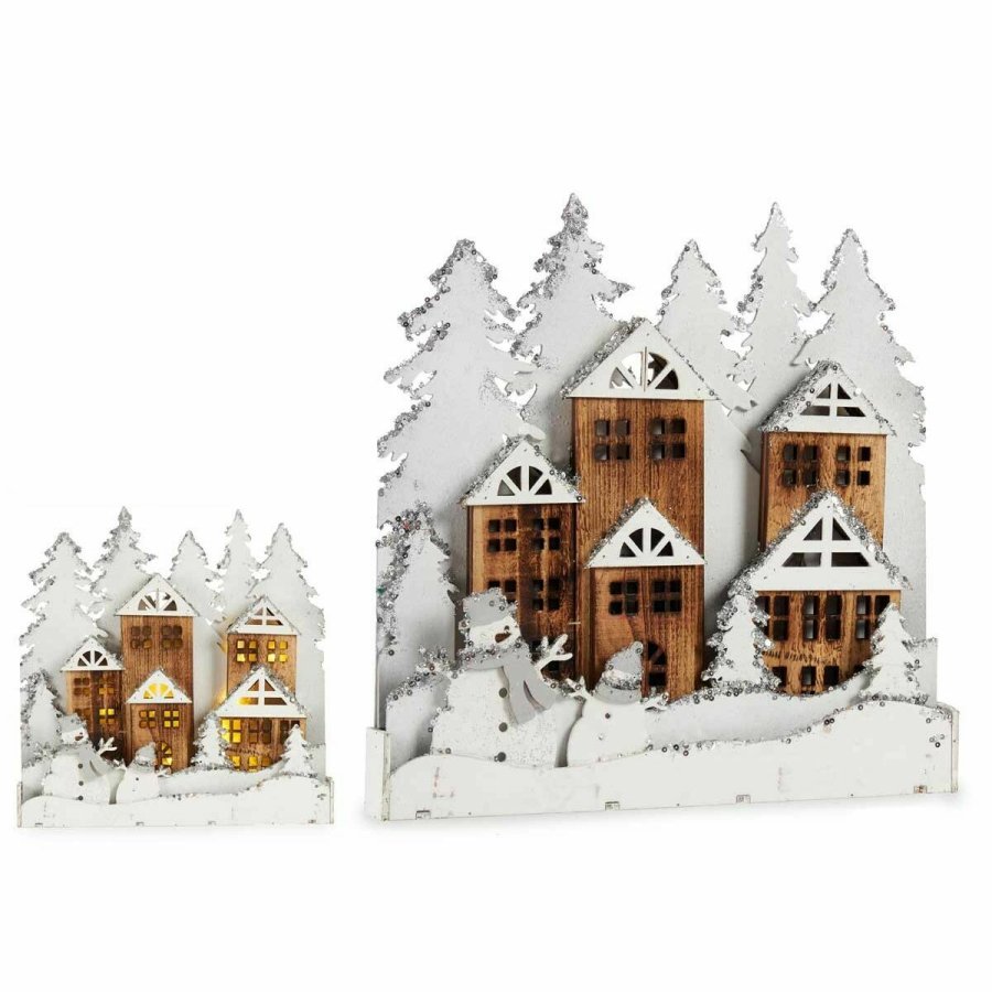 Dekorativ figur Lys By Hvid Brun Tr 44 x 44,7 x 6 cm (4 enheder) #9