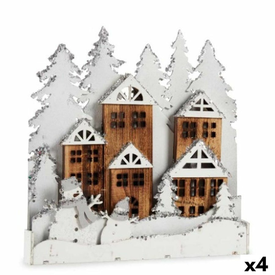 Dekorativ figur Lys By Hvid Brun Tr 44 x 44,7 x 6 cm (4 enheder) #1
