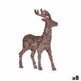 Dekorativ figur Julerensdyr Skinne Pink Gylden Plastik 15 x 45 x 30 cm (8 enheder) #1