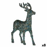 Dekorativ figur Julerensdyr Skinne Bl Gylden Plastik 15 x 45 x 30 cm (8 enheder) #1