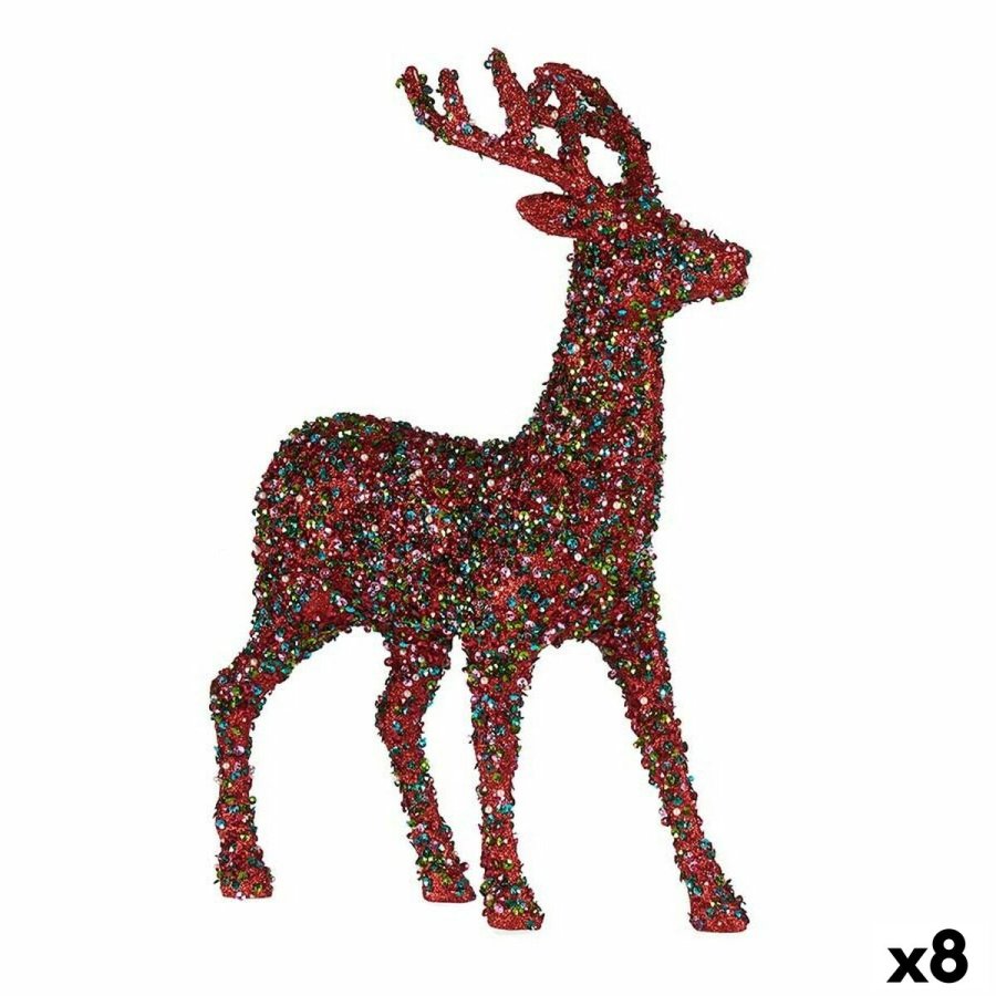 Dekorativ figur Julerensdyr Skinne Multifarvet Plastik 15 x 45 x 30 cm (8 enheder) #1