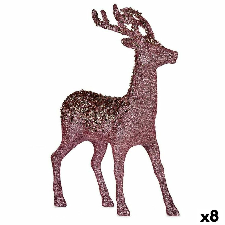 Dekorativ figur Julerensdyr Pink Plastik 15 x 45 x 30 cm (8 enheder) #1