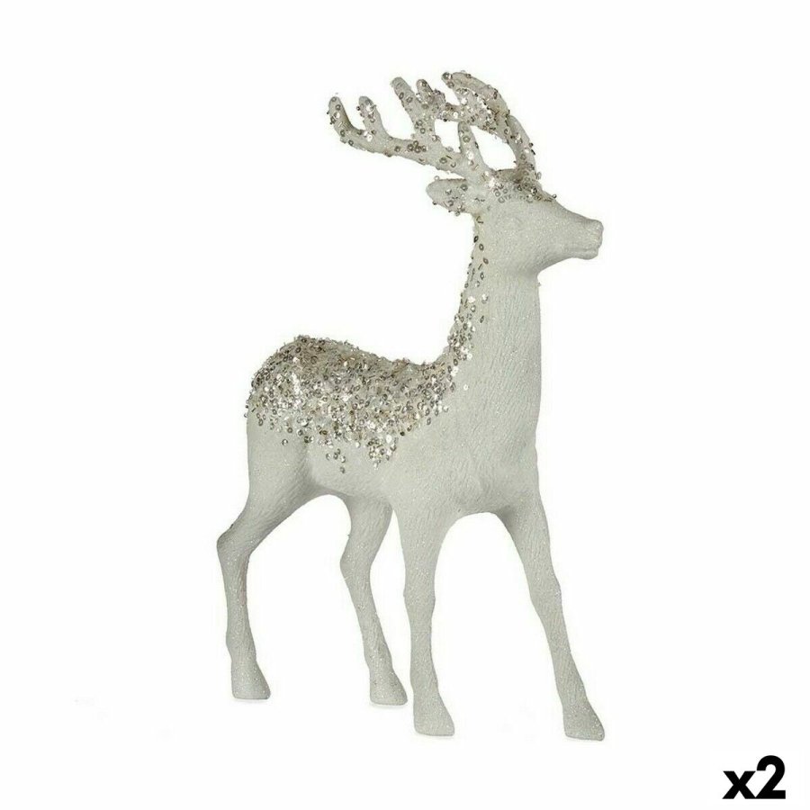 Julerensdyr Hvid Plastik 15 x 45 x 30 cm (2 enheder) #1