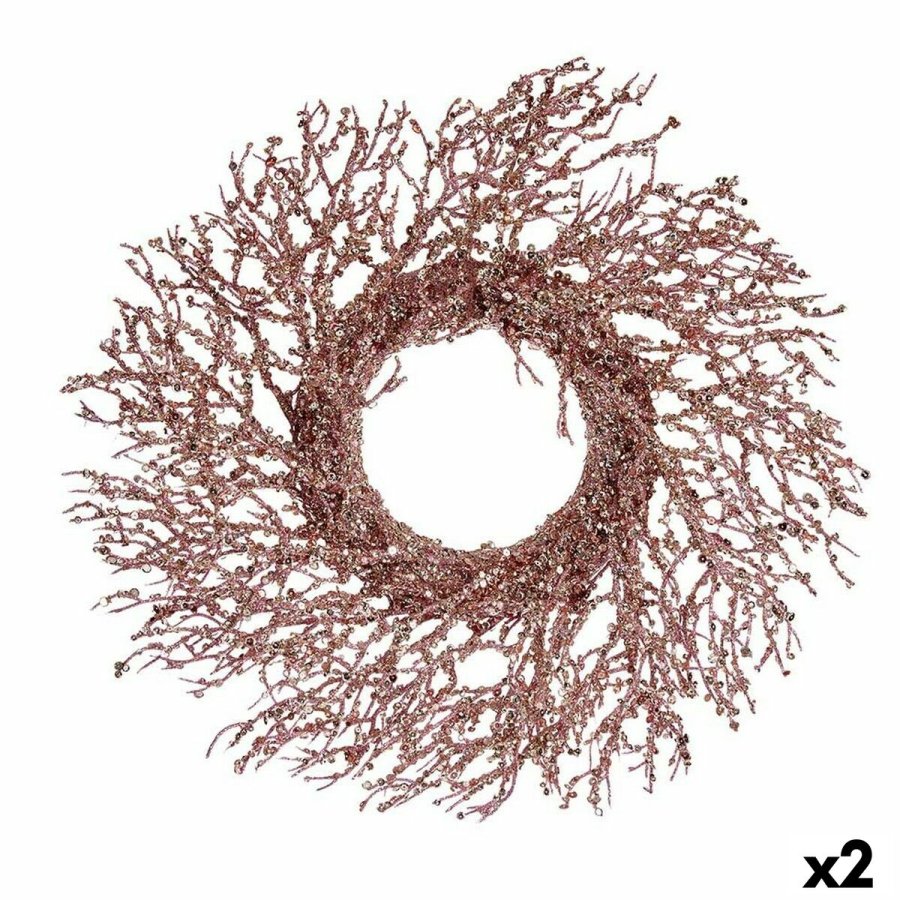 Adventskrans Gren Pink Plastik 50 x 10 x 50 cm (2 enheder) #1
