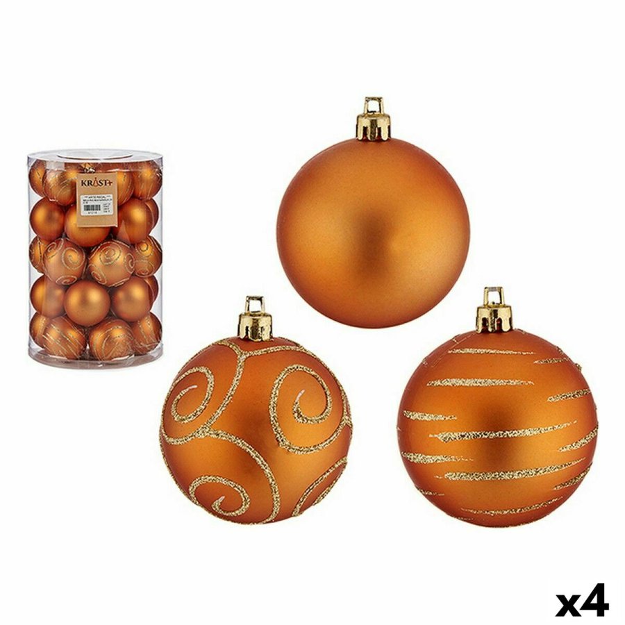 St med julekugler Orange PVC 6 cm (4 enheder) #1