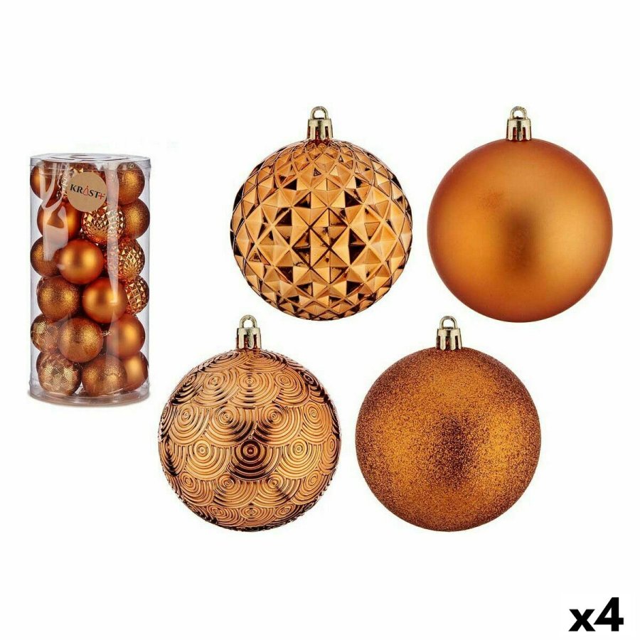 St med julekugler 8 cm Orange PVC (4 enheder) #1