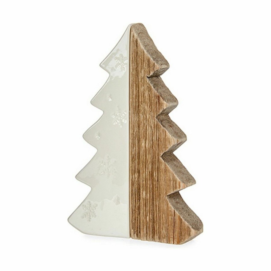 Dekorativ figur Krist+ 20A154-21 Hvid Natur Juletr 3 x 21 x 14 cm (6 enheder) #5