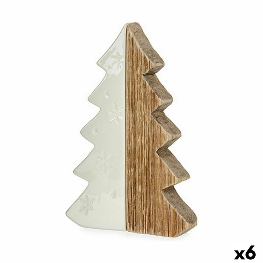 Dekorativ figur Krist+ 20A154-21 Hvid Natur Juletr 3 x 21 x 14 cm (6 enheder) #1