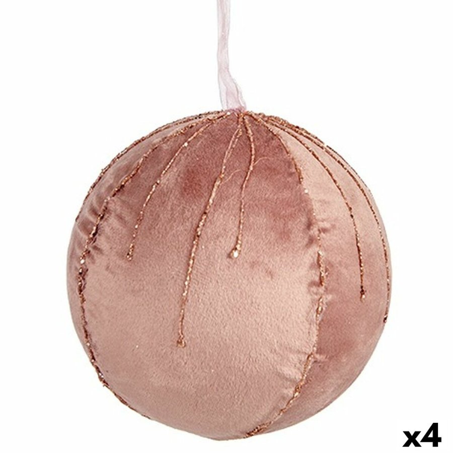 St med julekugler Krist+ 19A5453-PR Pink Polyester (4 enheder) #1