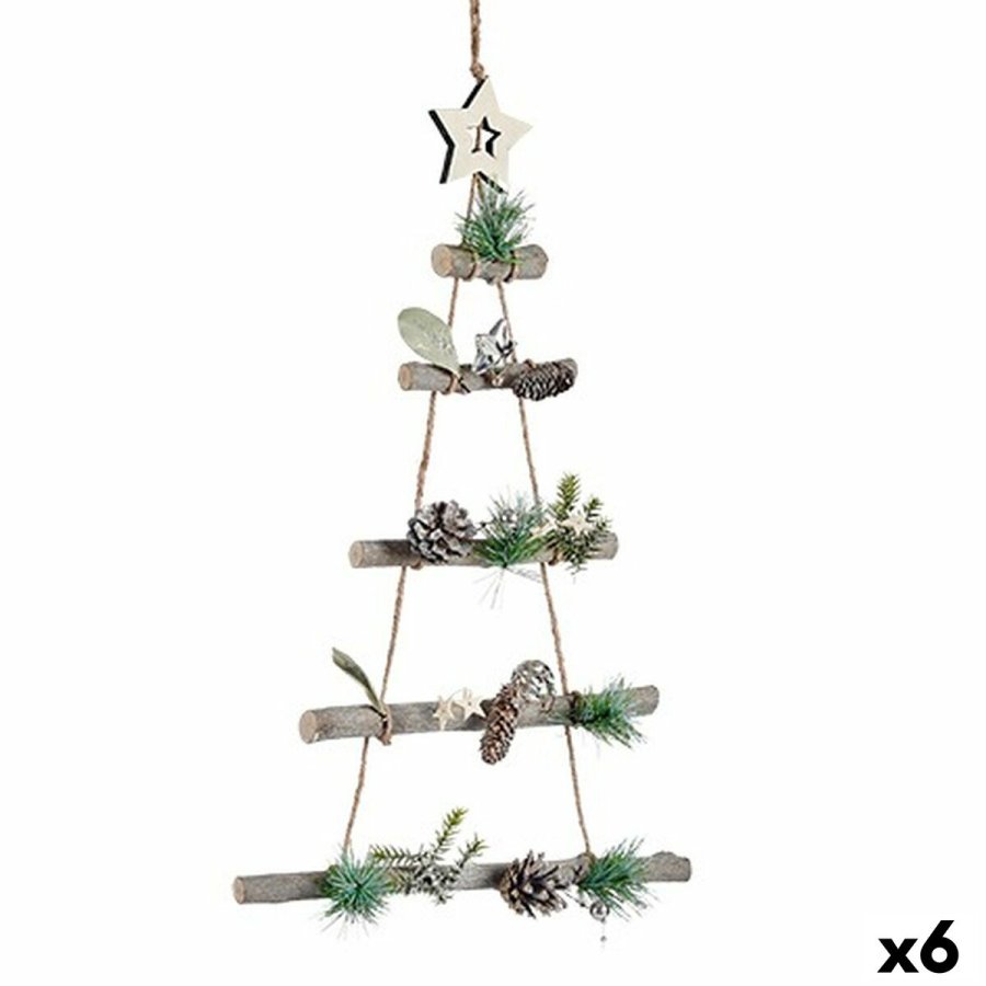 Julepynt Krist+ 95851 Brun Slvfarvet Tr Plastik Juletr 34 x 5 x 65 cm (6 enheder) #1