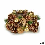 Julelys Holder Brun Gennemsigtig Gylden Glas Plastik 19 x 9 x 19 cm (4 enheder) #1