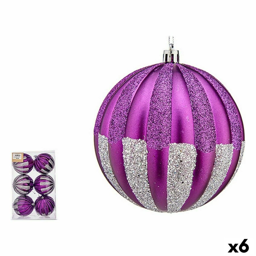 St med julekugler Krist+ 00858 Lilla Slvfarvet PVC 10 cm (6 enheder) #1