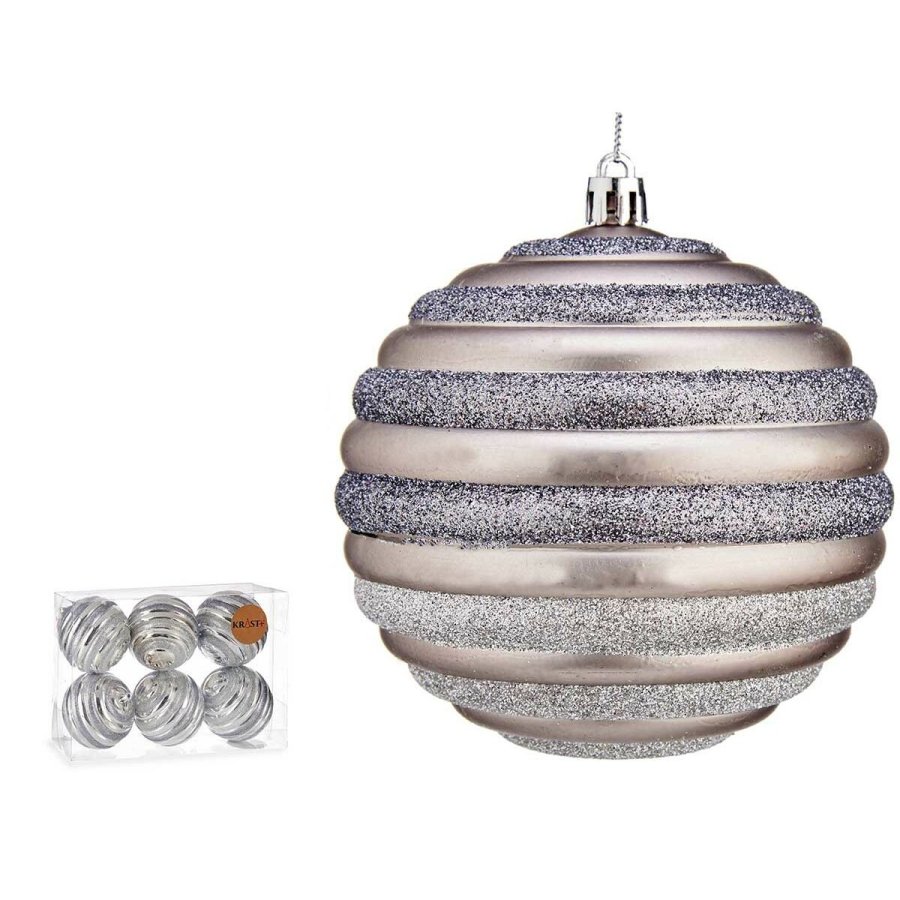 St med julekugler Krist+ 00876 Slvfarvet Plastik Cirkler 10 cm (6 enheder) #9