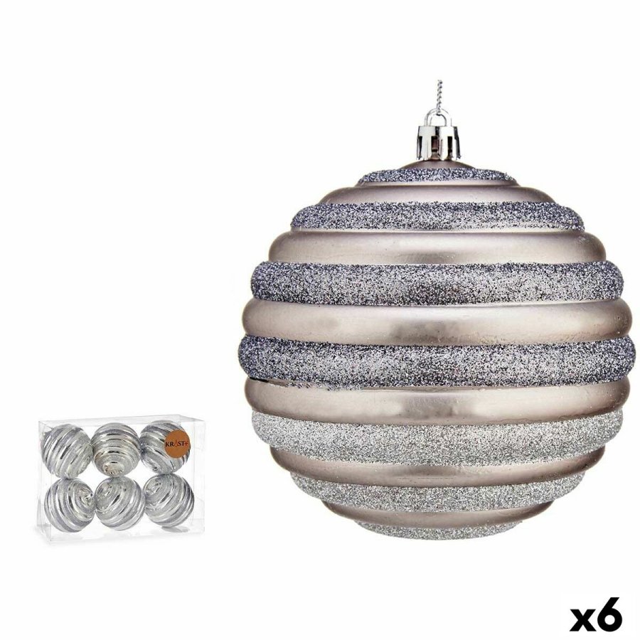 St med julekugler Krist+ 00876 Slvfarvet Plastik Cirkler 10 cm (6 enheder) #1
