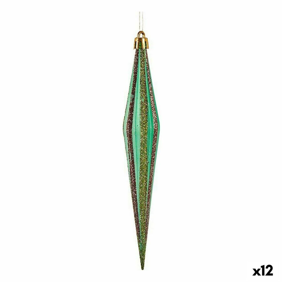 Juledekorationsst Krist+ 00901 Grn Gylden Strakt 3 x 8,5 x 19 cm (12 enheder) #1