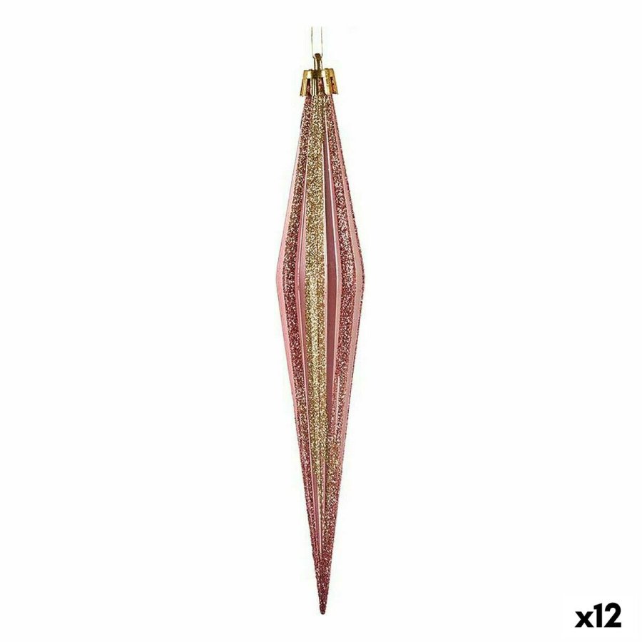 Juledekorationsst Krist+ 00902 Pink Gylden PVC Strakt 3 x 3 x 18,5 cm (12 enheder) #1