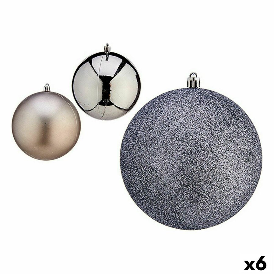 St med julekugler Krist+ 00762 Slvfarvet Plastik (6 enheder) #1