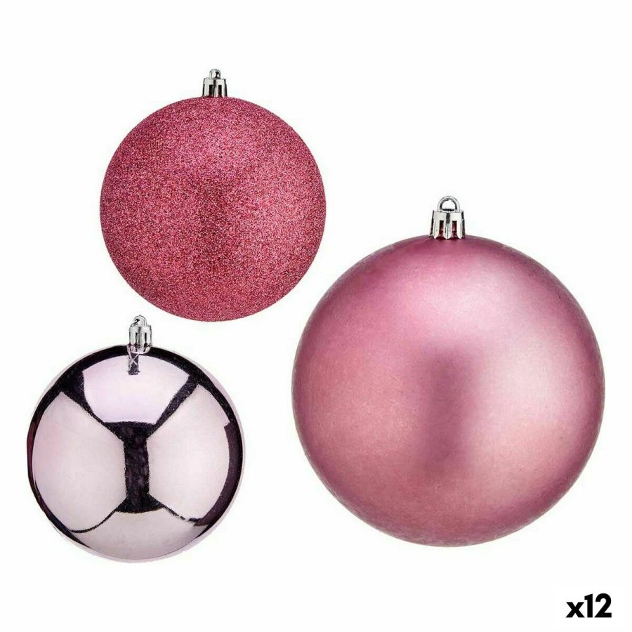 St med julekugler Krist+ 00787 Pink Plastik (12 enheder) #1