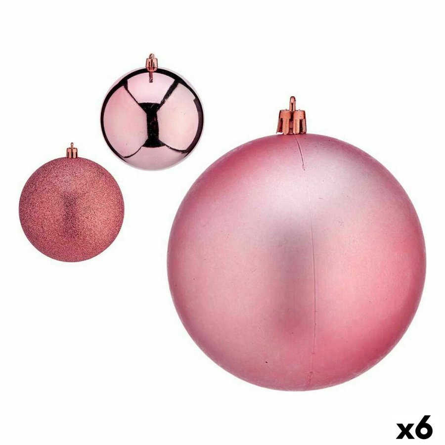 St med julekugler Krist+ 00810 Pink Plastik (6 enheder) #1