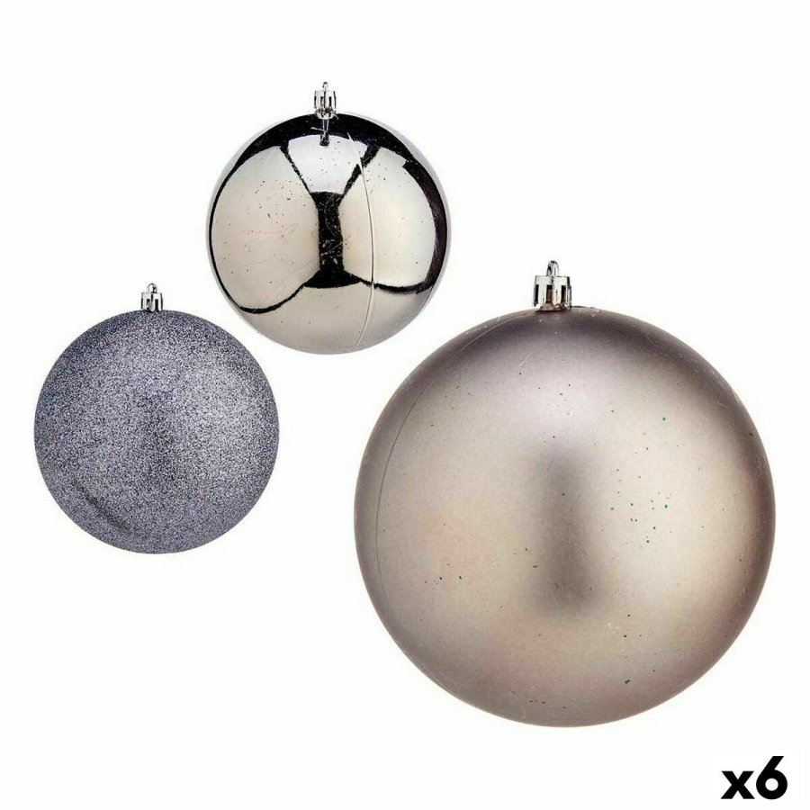 St med julekugler Krist+ 00822 Slvfarvet Plastik  12 cm (6 enheder) #1