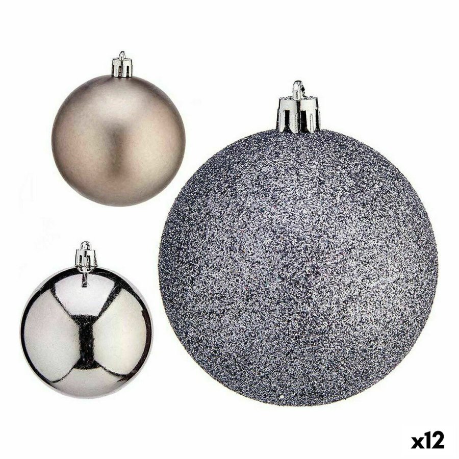 St med julekugler Krist+ 00825 Slvfarvet Plastik  7 cm (12 enheder) #1