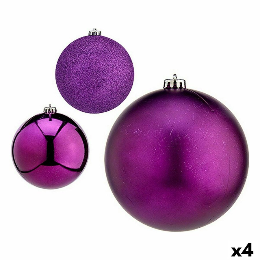 St med julekugler Krist+ 00833 Lilla Plastik  15 cm (4 enheder) #1