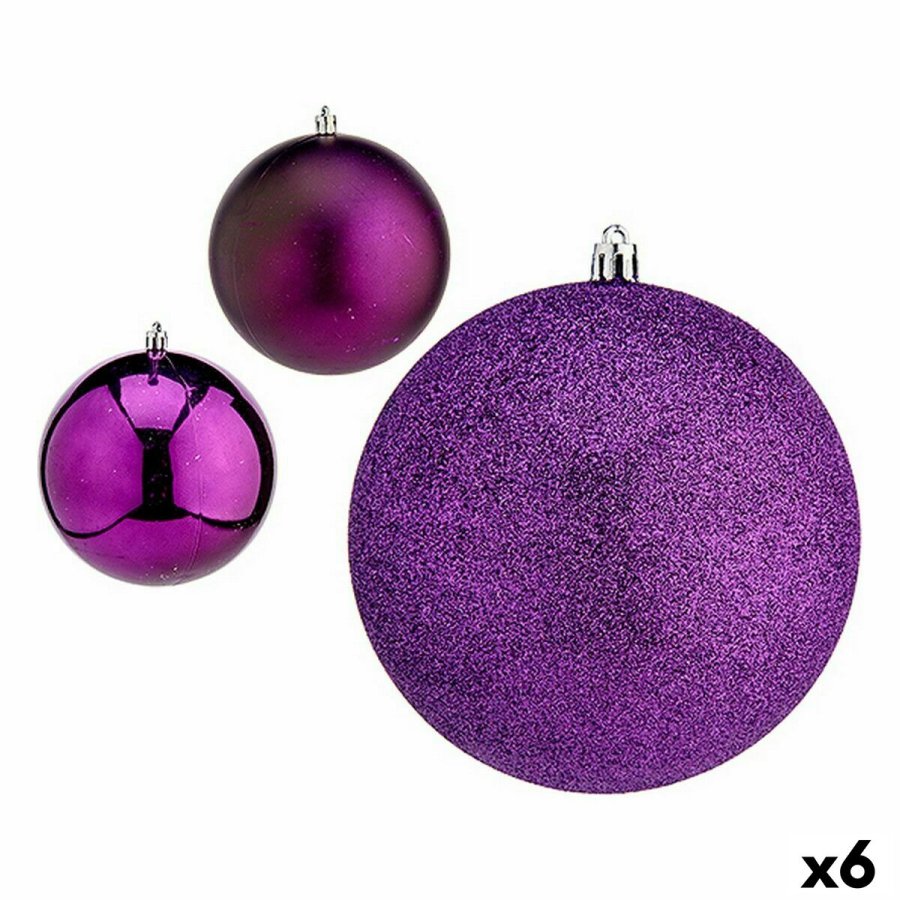 St med julekugler Krist+ 00834 Lilla Plastik  12 cm (6 enheder) #1