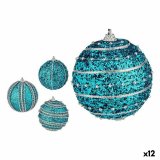 St med julekugler Med relief  8 cm Bl PVC (12 enheder) #1