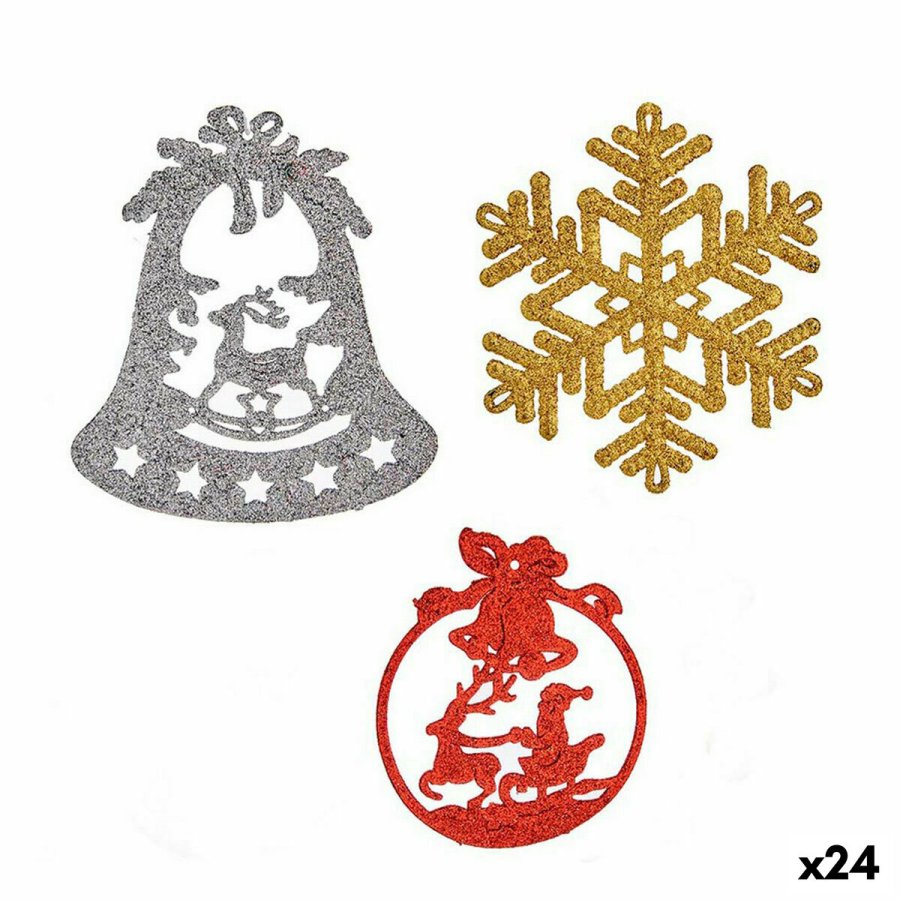 Juledekorationsst Krist+ 00507 Rd Gylden Slvfarvet Plastik (24 enheder) #1
