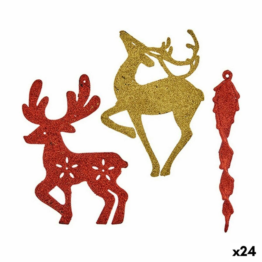 Juledekorationsst Krist+ 00510 Rd Gylden Plastik 14,5 x 14,5 x 2 cm (24 enheder) #1