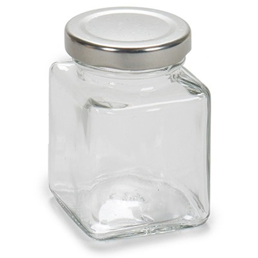 Beholder Gennemsigtig Slvfarvet Metal Glas 100 ml 5,6 x 7,6 x 5,6 cm (6 enheder) #2