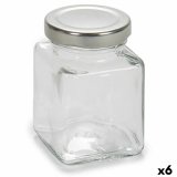 Beholder Gennemsigtig Slvfarvet Metal Glas 100 ml 5,6 x 7,6 x 5,6 cm (6 enheder) #1