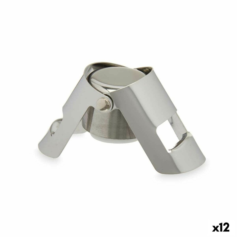 Champagneprop Kinvara KT970 Slvfarvet Slv Silikone Rustfrit stl Plastik 6 x 5,5 x 3,5 cm Hermetisk (12 enheder) #1