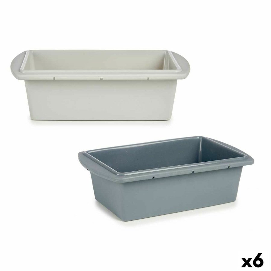 Bageform til bagvrk Kinvara HH038 Lysegr Mrkegr Silikone 1,5 L 16 x 7 x 27,5 cm Svampekage (6 enheder) #1
