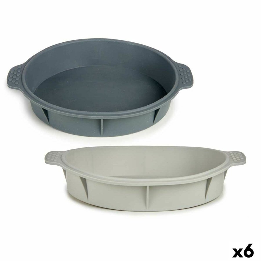 Bageform til bagvrk Kinvara HH156 Lysegr Mrkegr Silikone 30 x 4,5 x 26 cm Cirkulr (6 enheder) #1