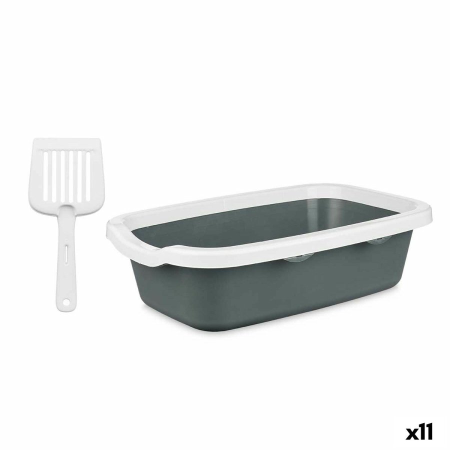 Kattebakke Mascow 87954 87954 Hvid Antracit Plastik 25 x 11 x 2 cm 0,38 x 16 x 58,5 cm (11 Enheder) #1