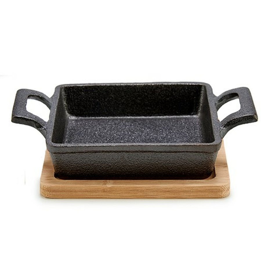 Kasserolle til servering af tapas Kinvara 1277SJ4810 Brun Sort Bambus Jern 19 x 5 x 14 cm (12 enheder) #2